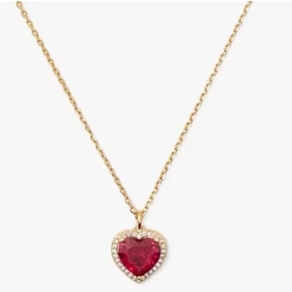 $68 Kate Spade My Love Gold-Tone Heart Halo Pendant Necklace, 16" + 3" red - Picture 1 of 6